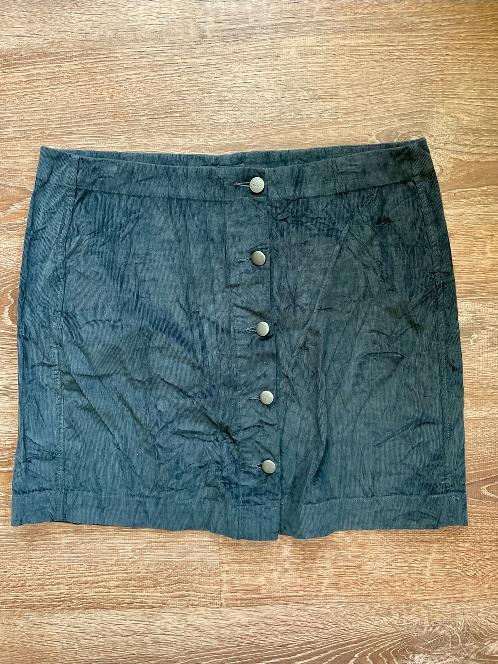 Toad&Co Cruiser Corduroy Button Front Mini Skirt Gray Teal Size 10